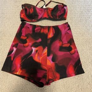 White Fox Boutique Red and Black Crop Top